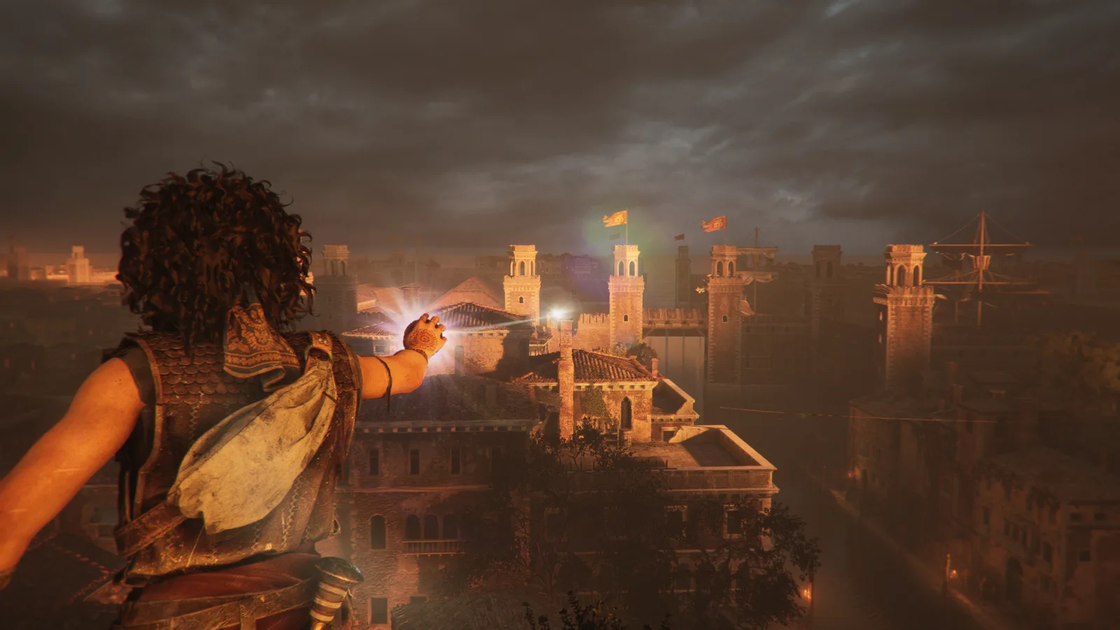 София целится в город на закате — Resonance: A Plague Tale Legacy