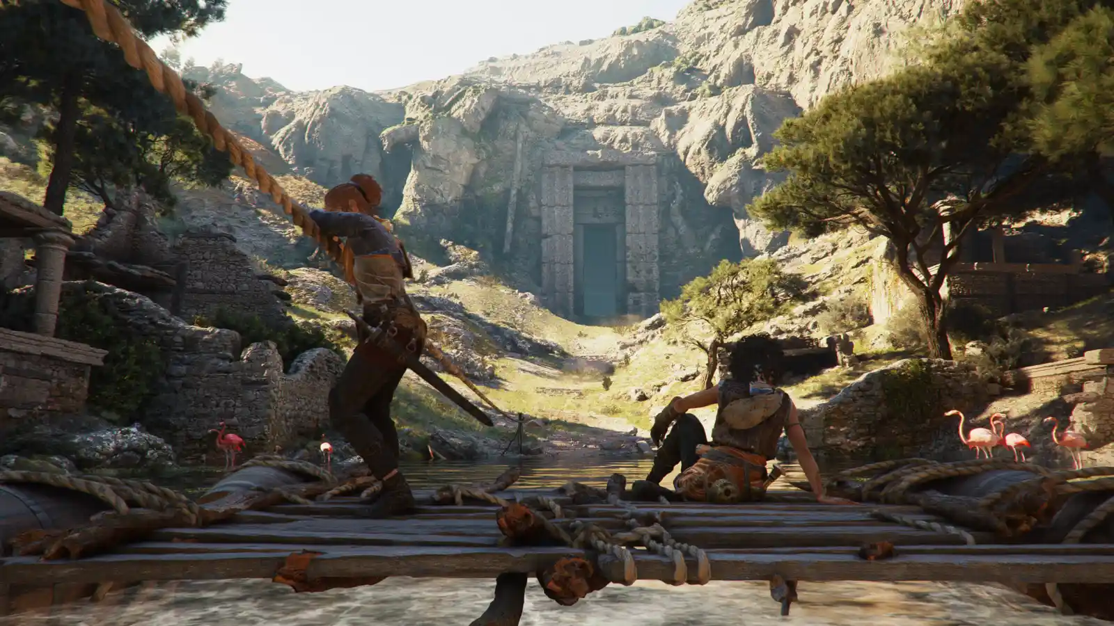 Две героини у древних руин среди скал — Resonance: A Plague Tale Legacy