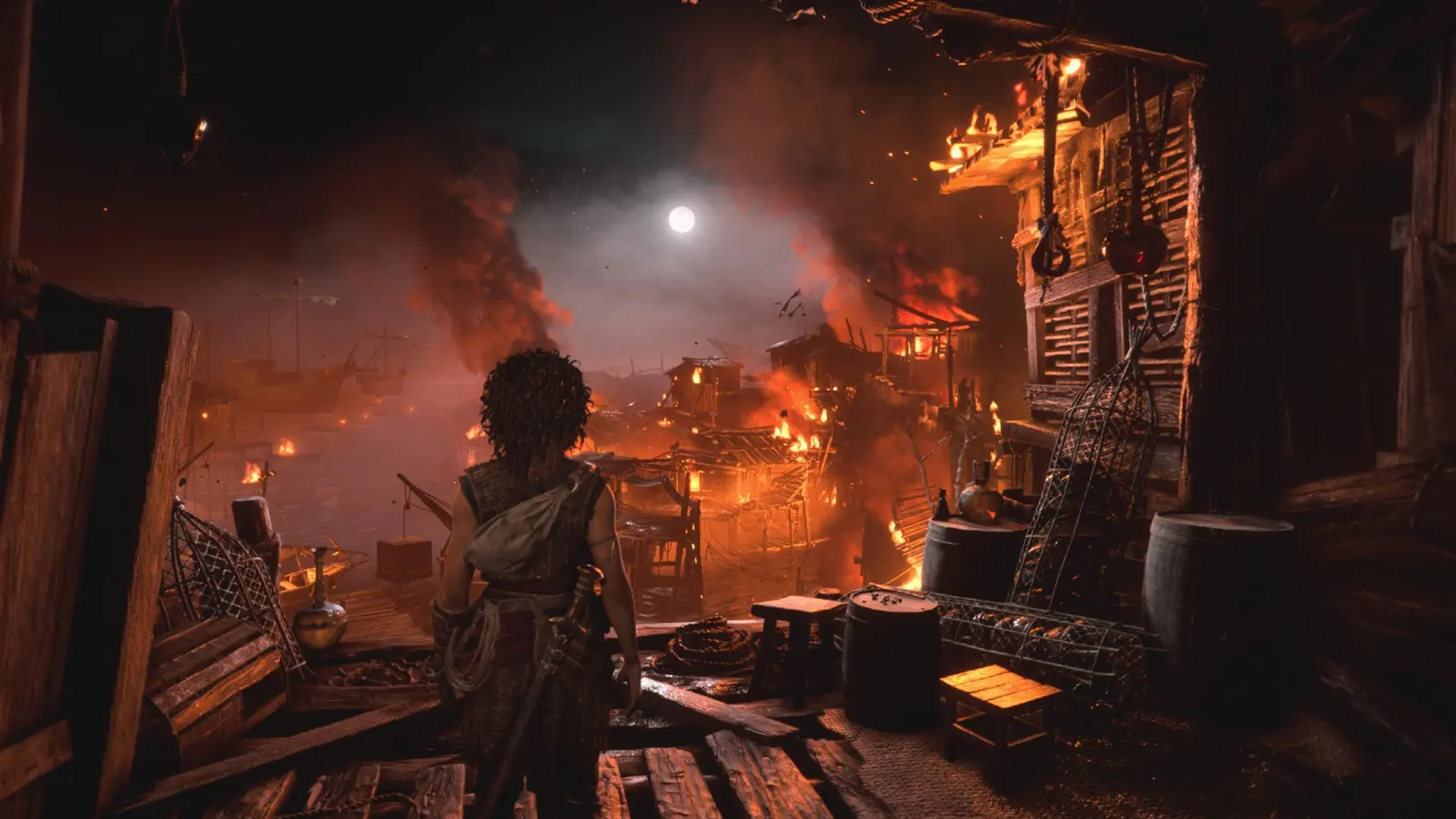 София смотрит на охваченный огнём город — Resonance: A Plague Tale Legacy