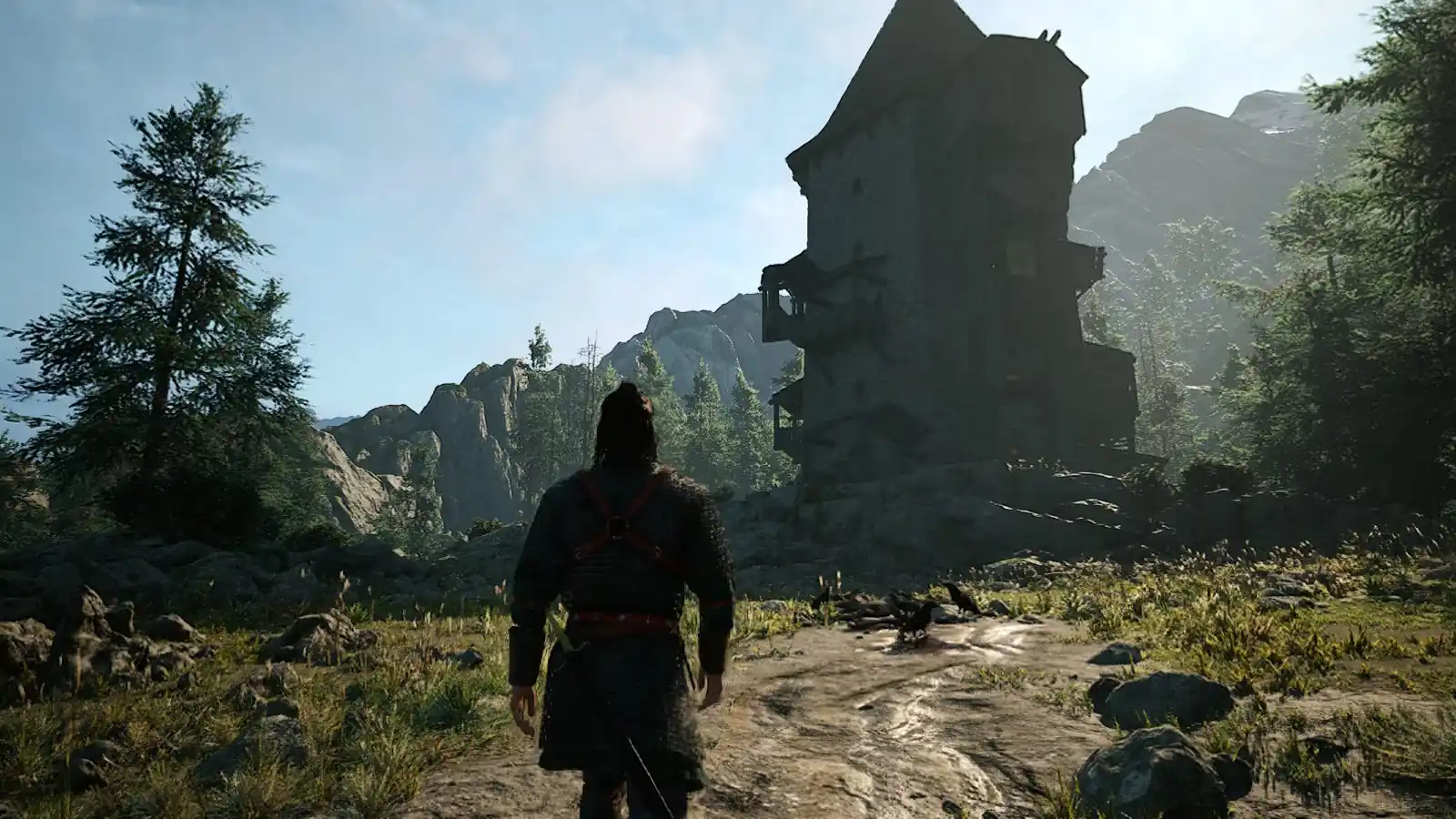 Коэн идёт по дороге к каменной башне — The Blood of Dawnwalker