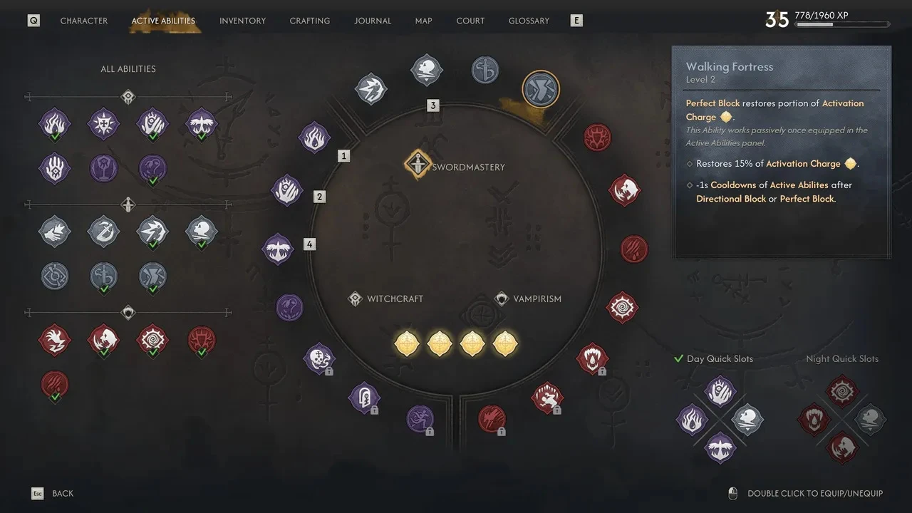 Меню навыков Коэна с открытыми ячейками — The Blood of Dawnwalker