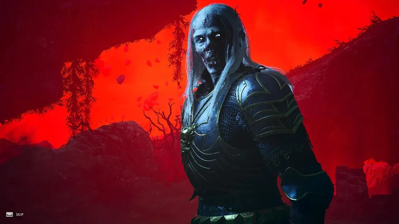 Исбранд в доспехах на красном фоне — The Blood of Dawnwalker