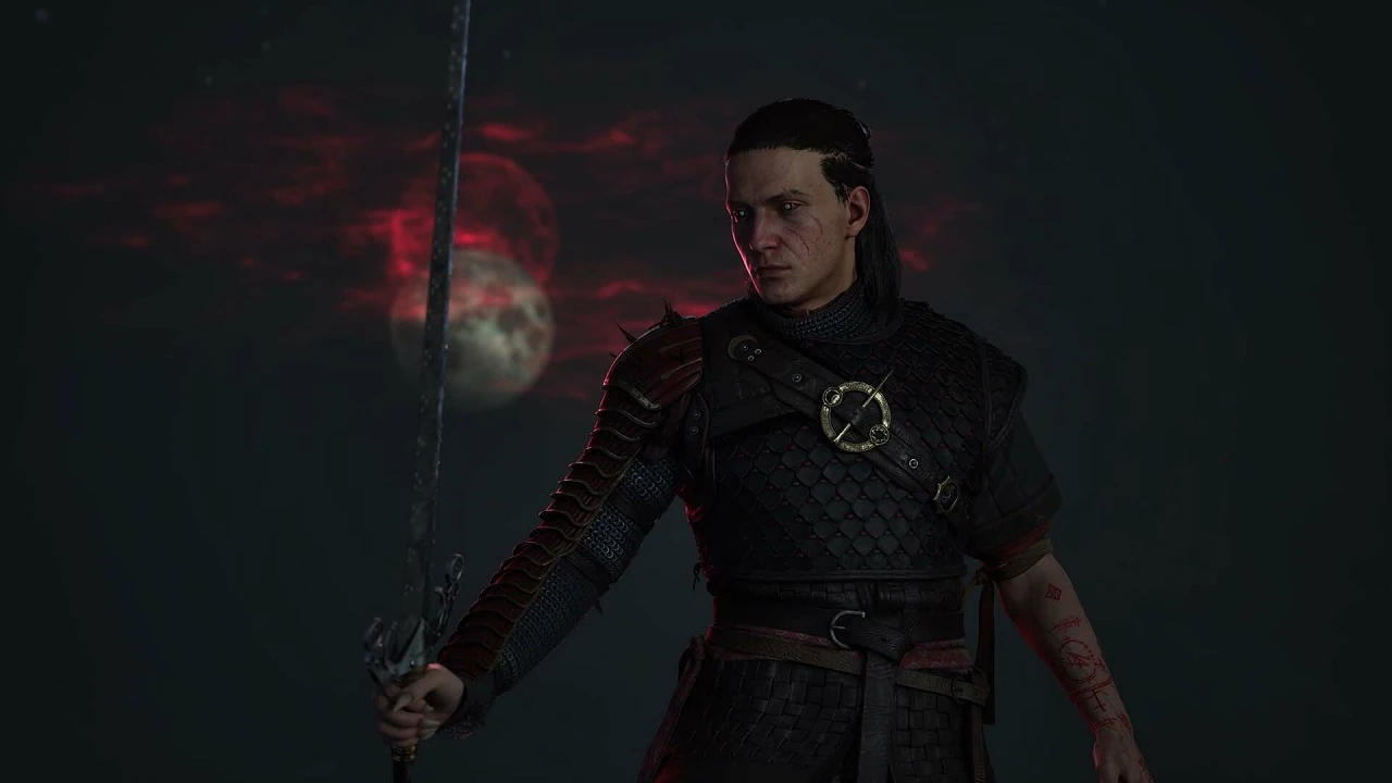 Коэн с мечом на фоне кровавой луны — The Blood of Dawnwalker