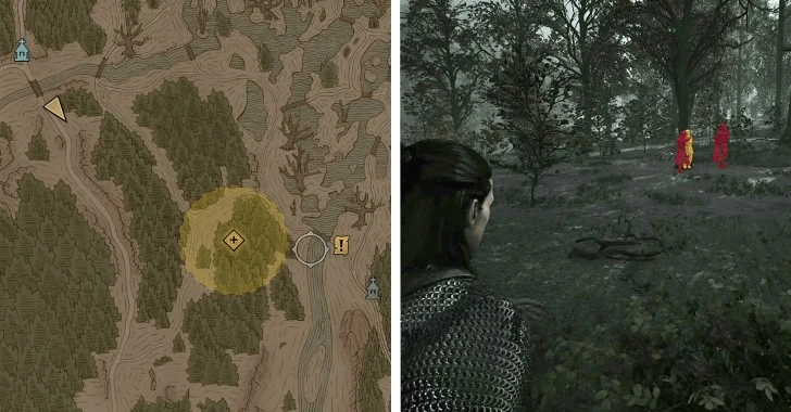 Карта лесной области и подсвеченные Чутьём силуэты — The Blood of Dawnwalker