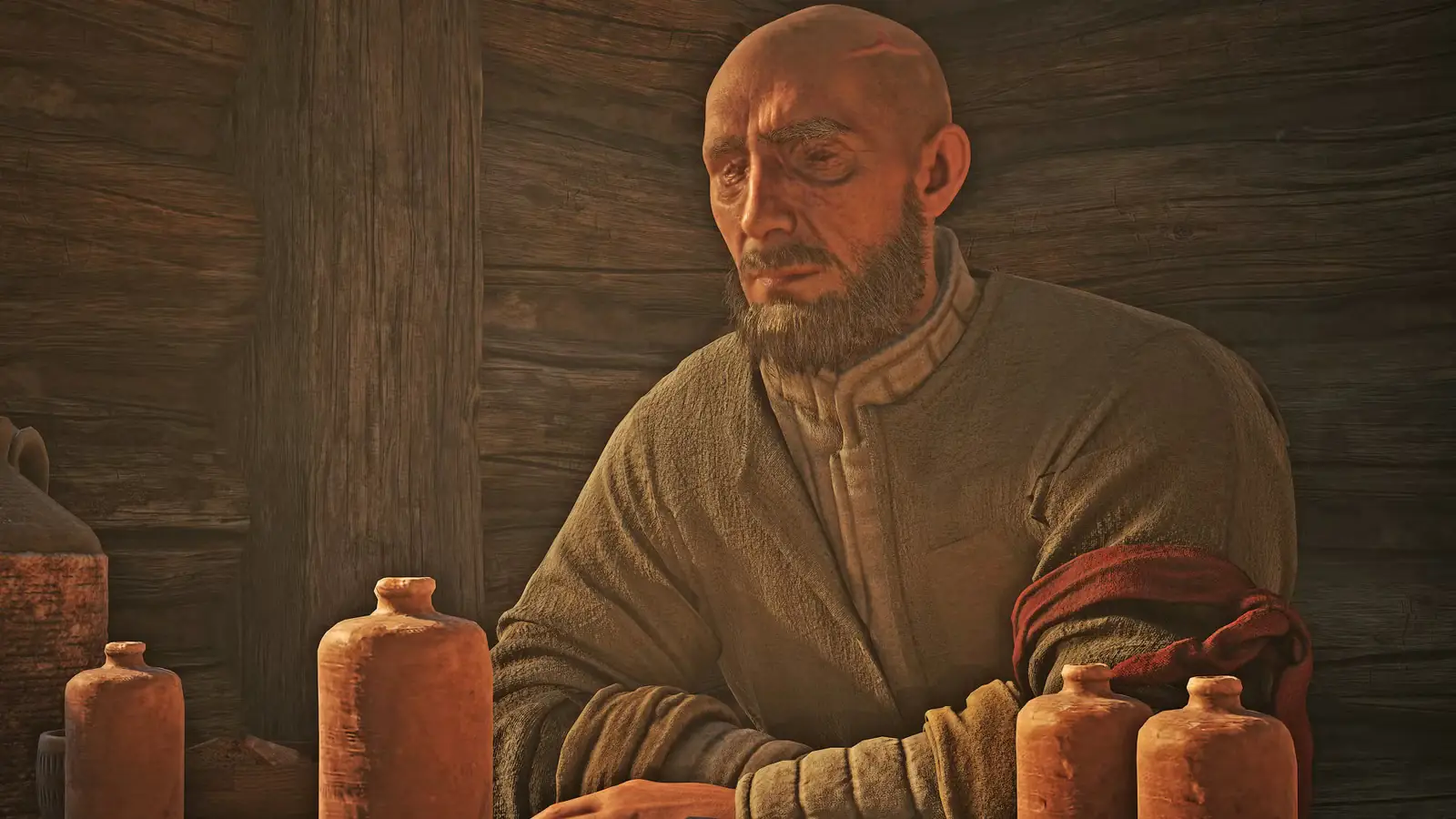 Волк за столом с едой и кувшинами — The Blood of Dawnwalker