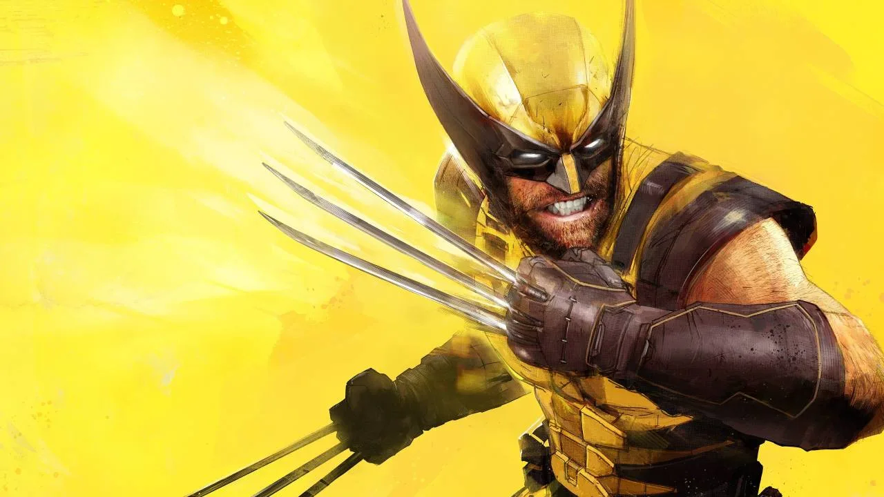 Росомаха со скрещёнными когтями на жёлтом фоне — Marvel's Wolverine