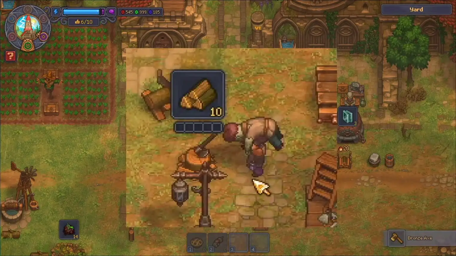 Зомби переносит бревно на ремесленной базе — Graveyard Keeper 2
