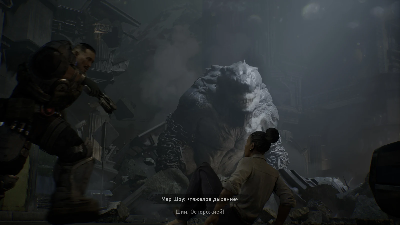 Огромный противник перед отрядом в проходе — Gears of War: E-Day