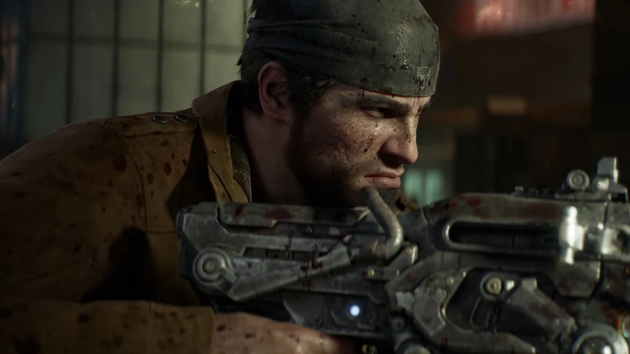 Боец в бандане с оружием в руках — Gears of War: E-Day