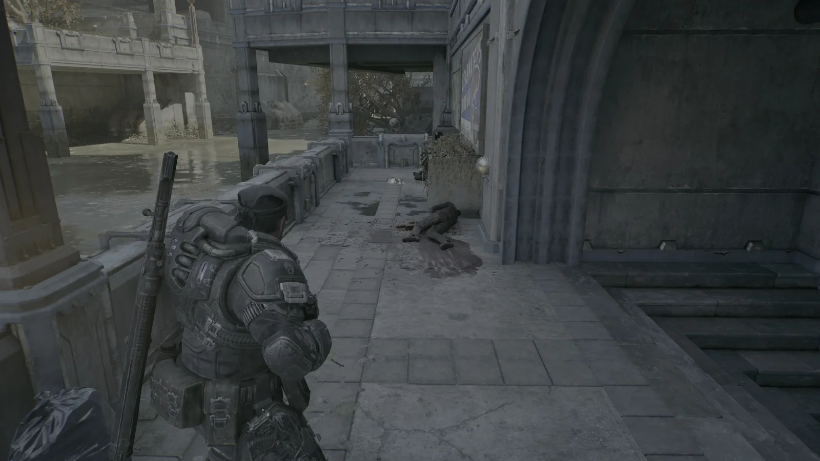 Отряд на улице у разрушенного здания — Gears of War: E-Day