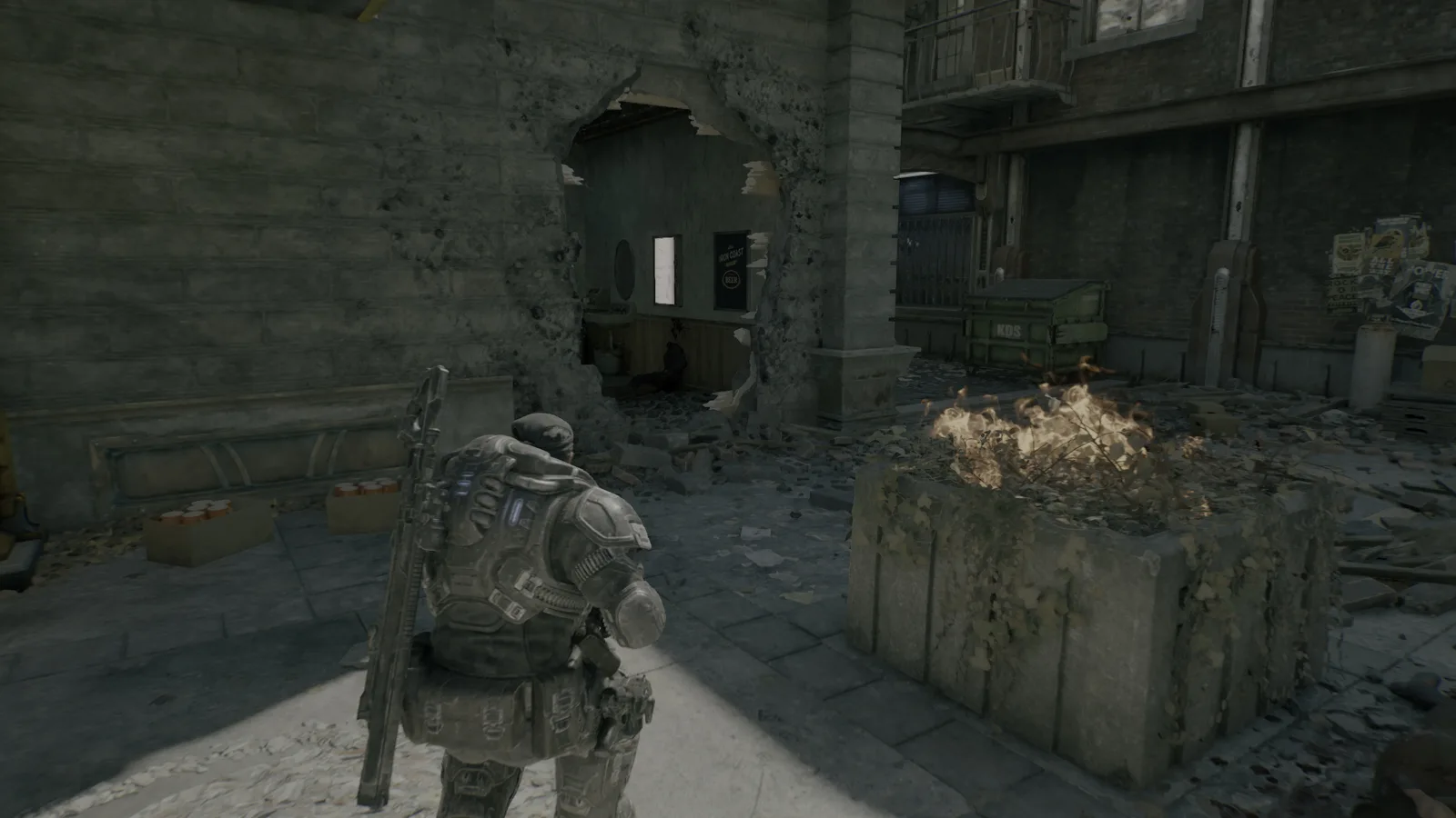 Боец перед проломом в кирпичной стене — Gears of War: E-Day