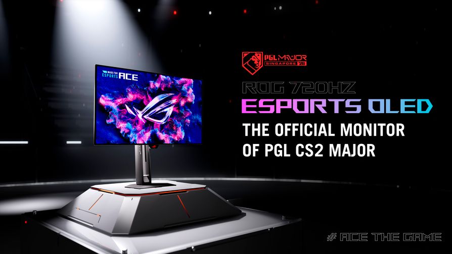 Промоизображение монитора ROG OLED на 720 Гц с логотипом PGL Major Singapore 2026