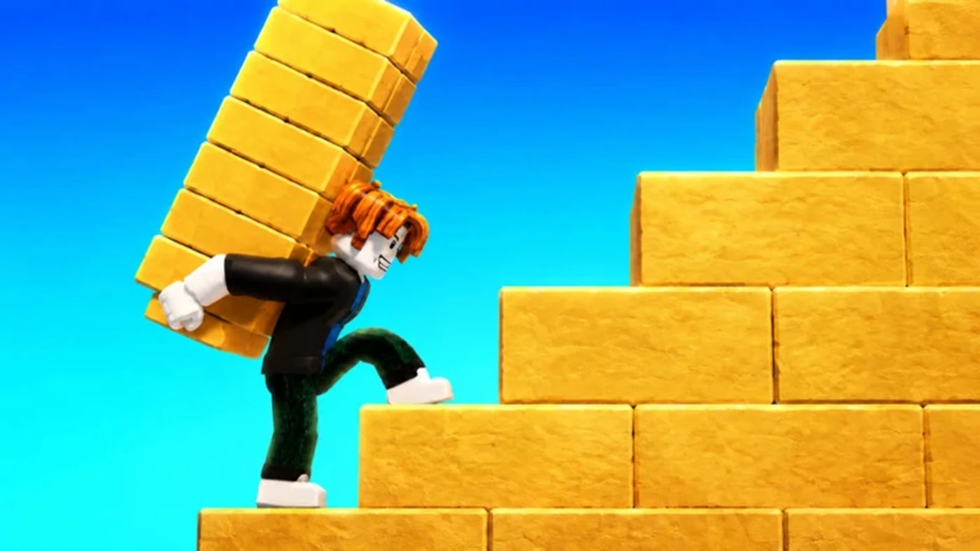Build the Pyramid: персонаж несёт блоки к пирамиде