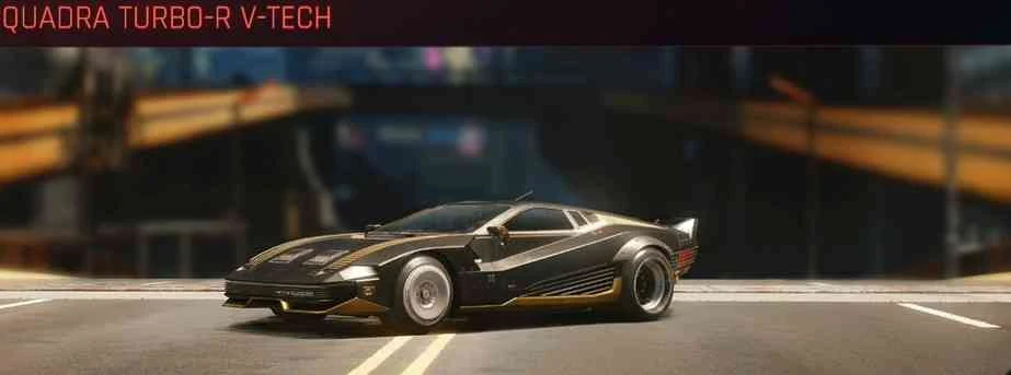 Quadra Turbo-R V-Tech в меню транспорта Cyberpunk 2077