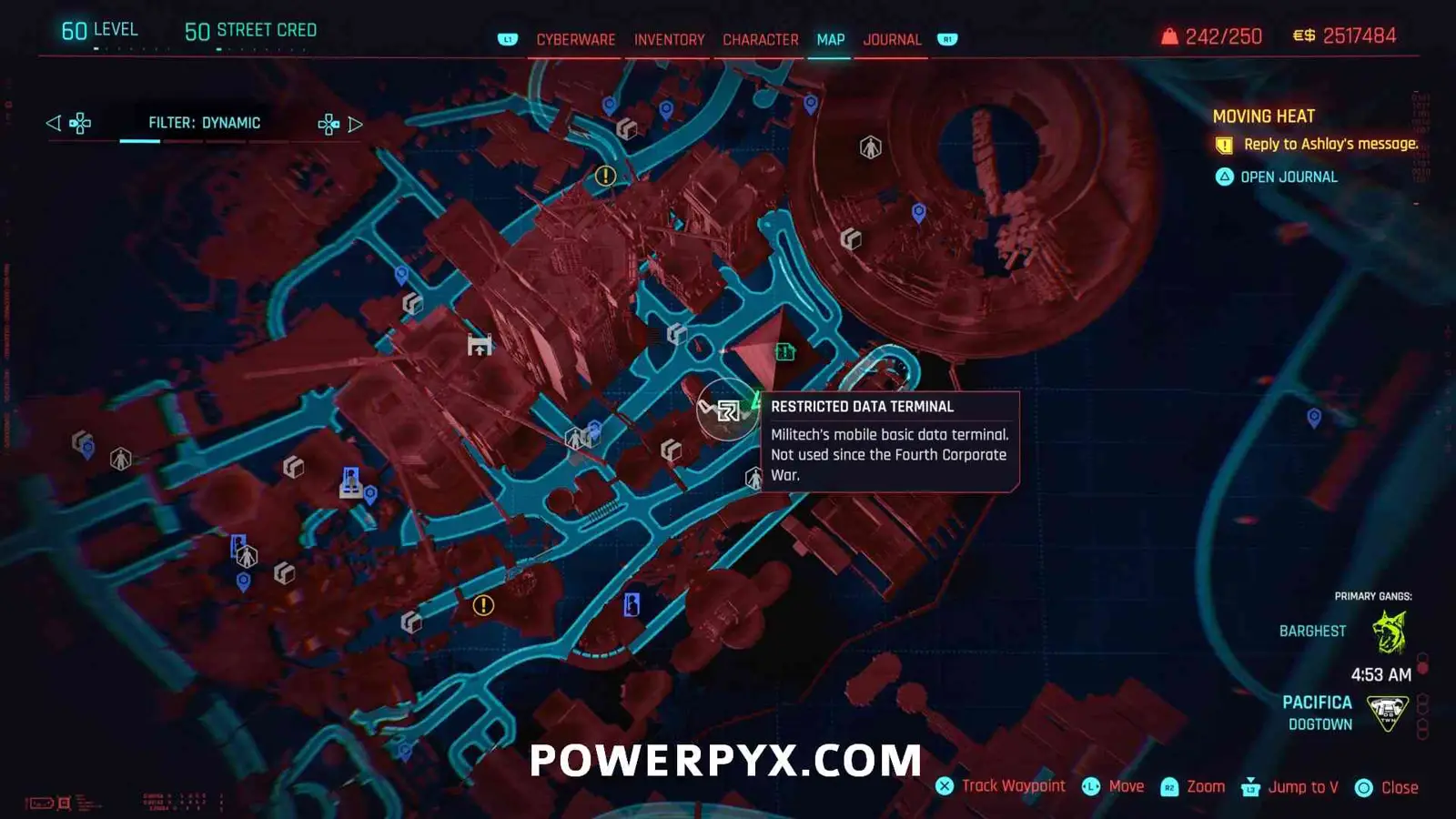 Терминал Relic 7: отметка на карте Догтауна