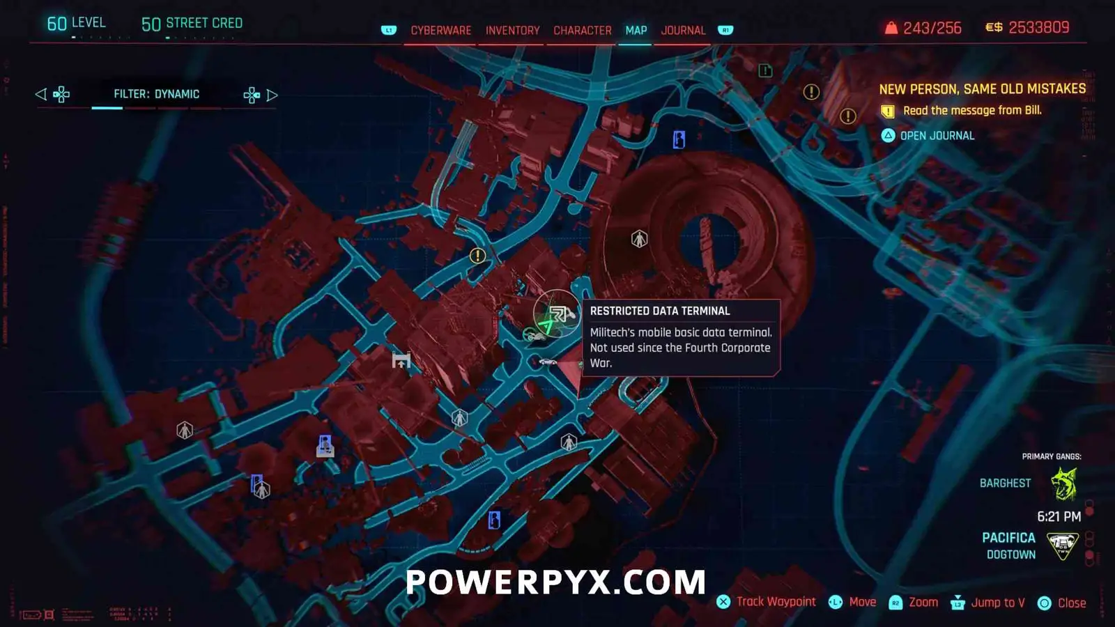 Терминал Relic 9: отметка на карте Догтауна