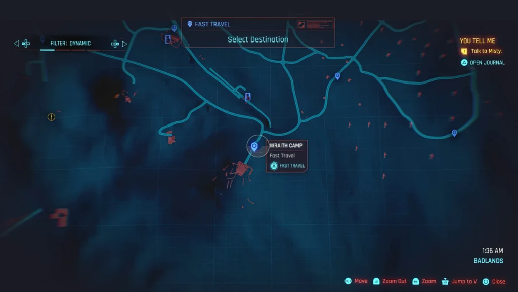Терминал Wraith Camp и отметки на карте Пустошей