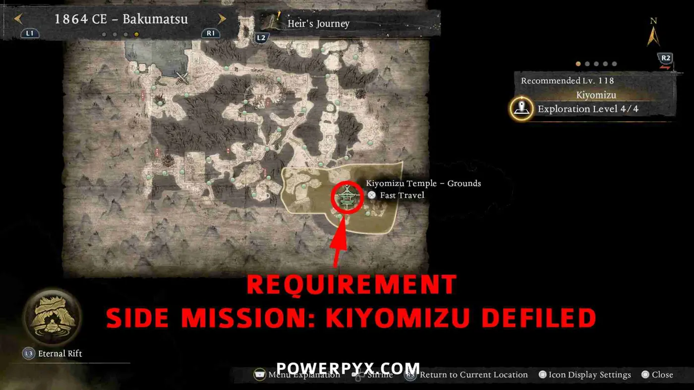 Начальное задание Kiyomizu Defiled на карте