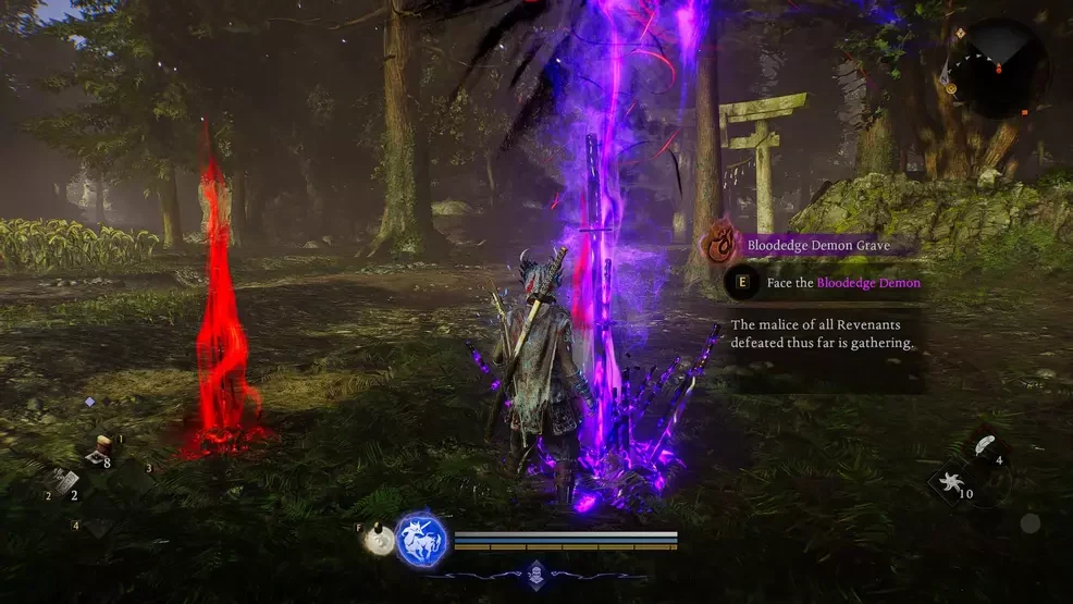 Фиолетовая могила Bloodedge Demon рядом с красной