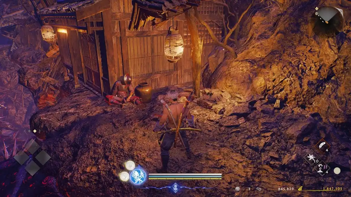 Колодцы в Nioh 3: призрак у деревянного дома в Сандзё