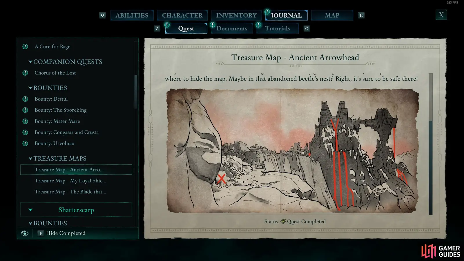 Карта Ancient Arrowhead в журнале Avowed