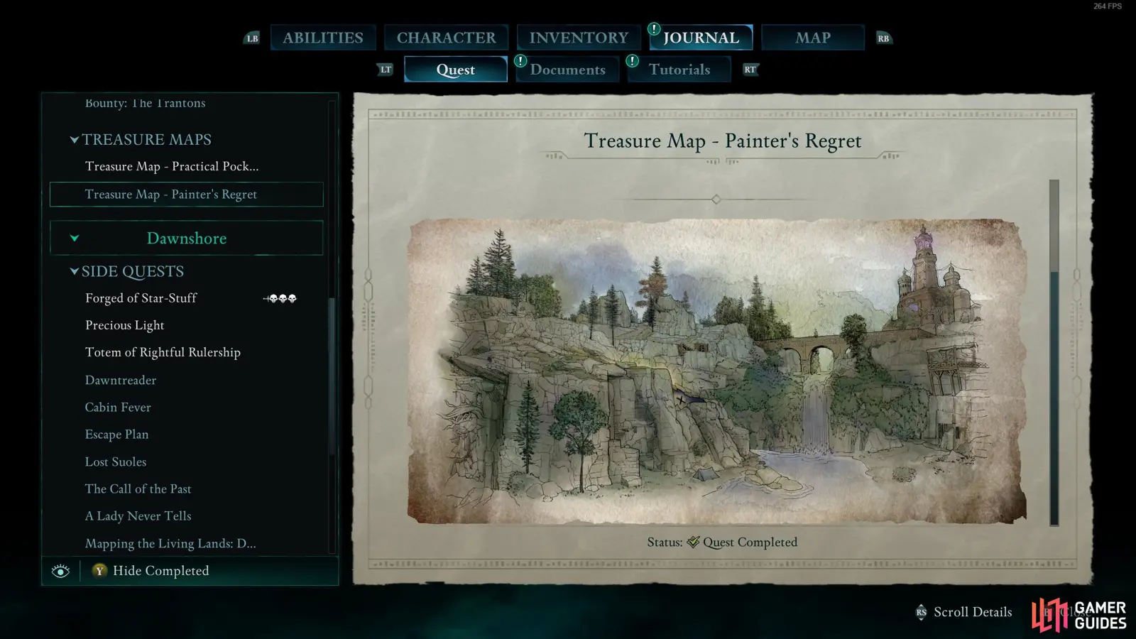 Карта Painter’s Regret в журнале Avowed