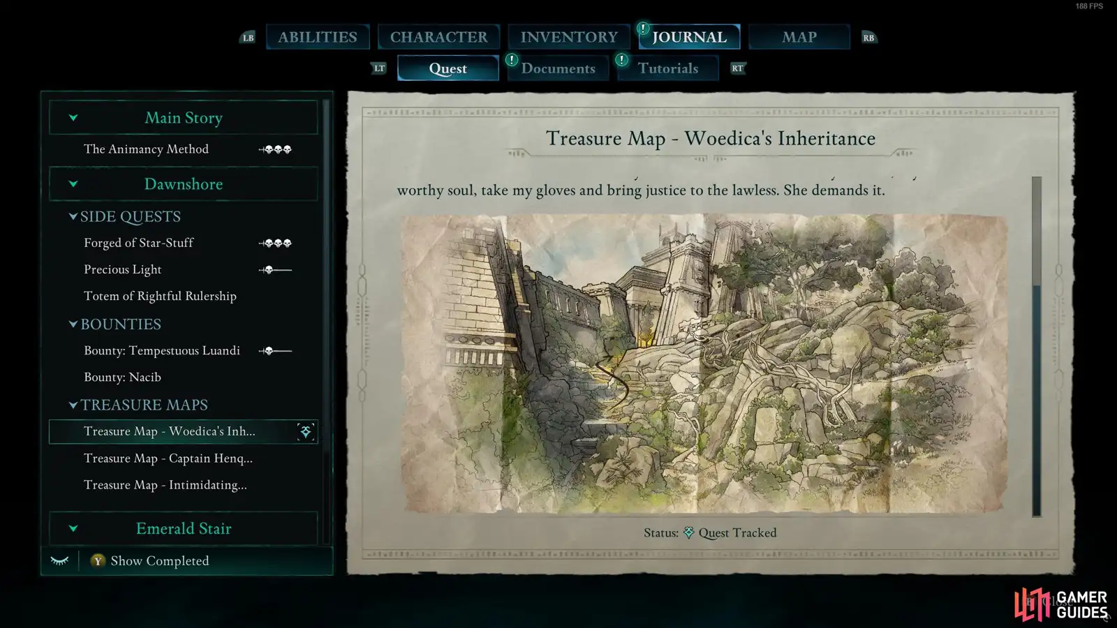 Карта Woedica’s Inheritance в журнале Avowed