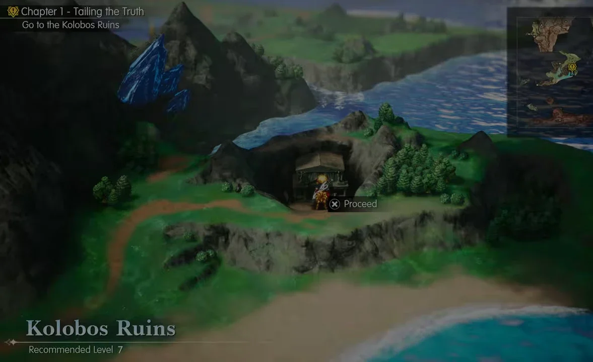 Вход в Kolobos Ruins с рекомендуемым уровнем в Final Fantasy Resonance