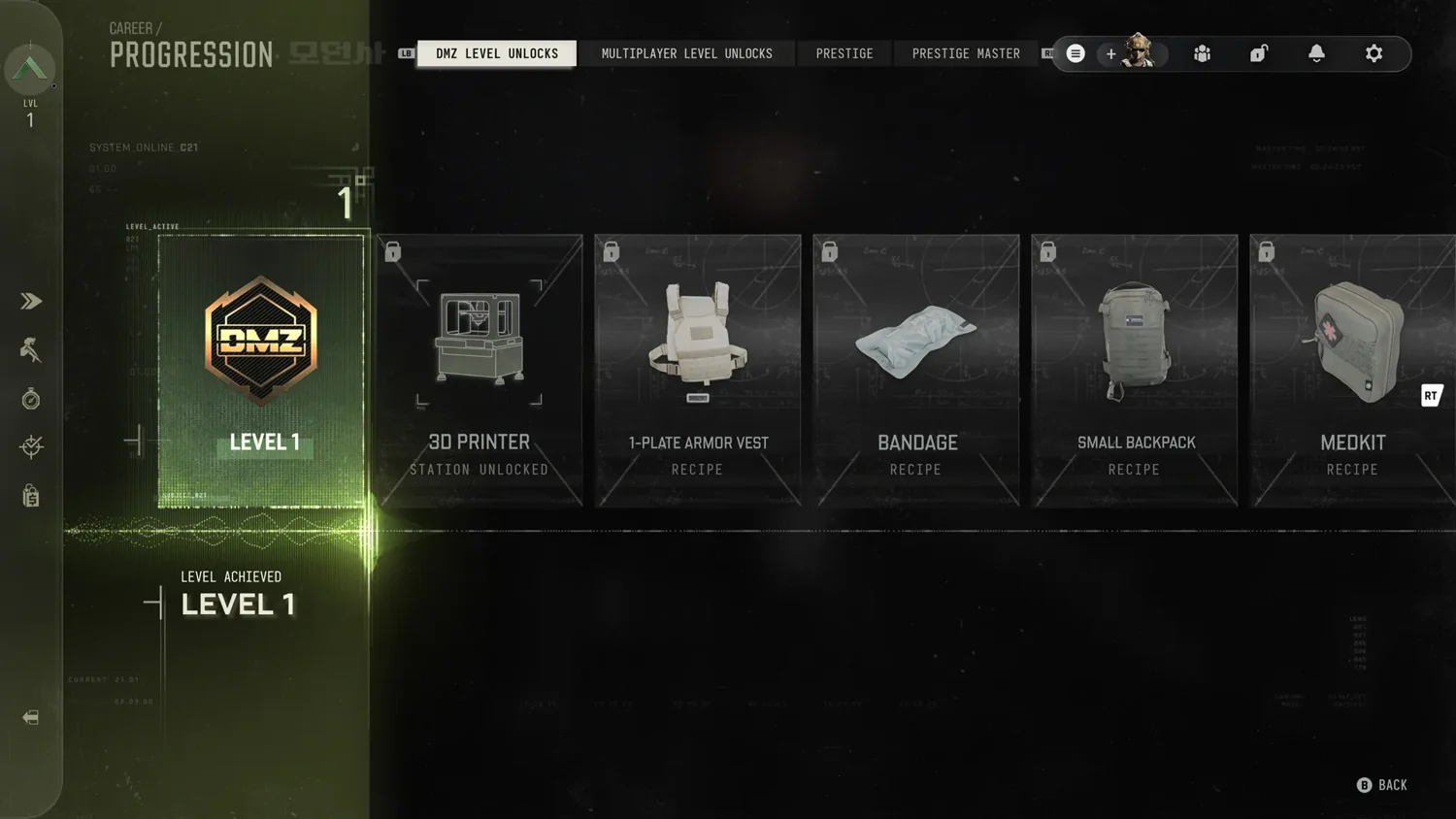 Шкала развития DMZ в Modern Warfare 4