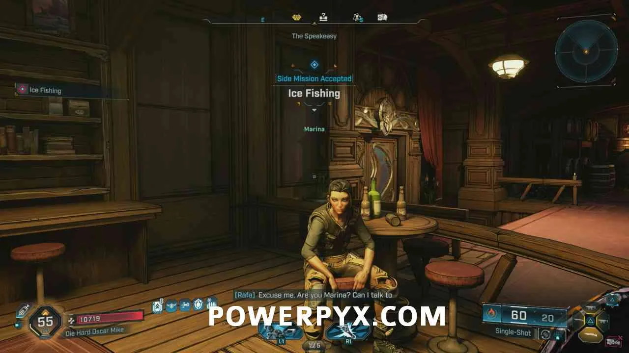 Марина выдаёт Ice Fishing в Borderlands 4 в баре The Speakeasy