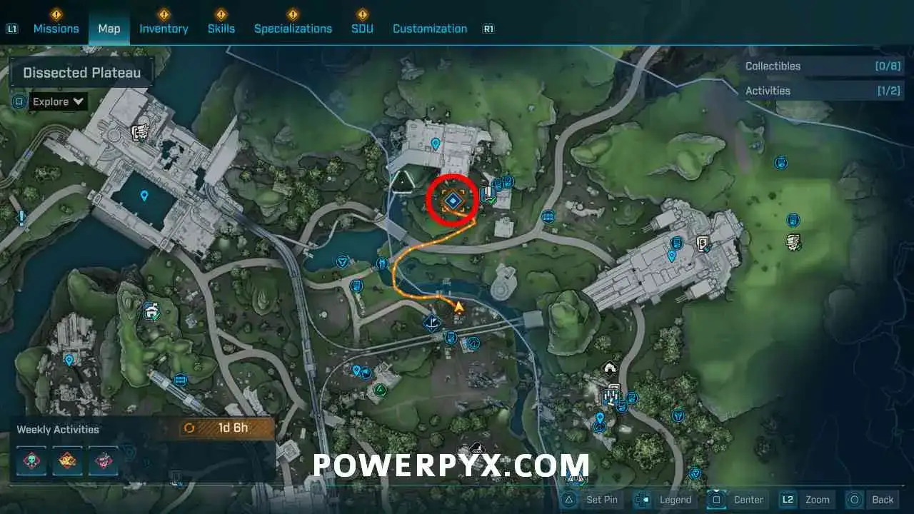 Карта с площадкой запуска Ready to Blow в Borderlands 4