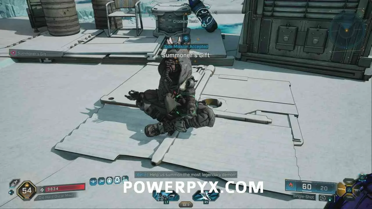 Белль у места начала Summoner’s Gift в Borderlands 4