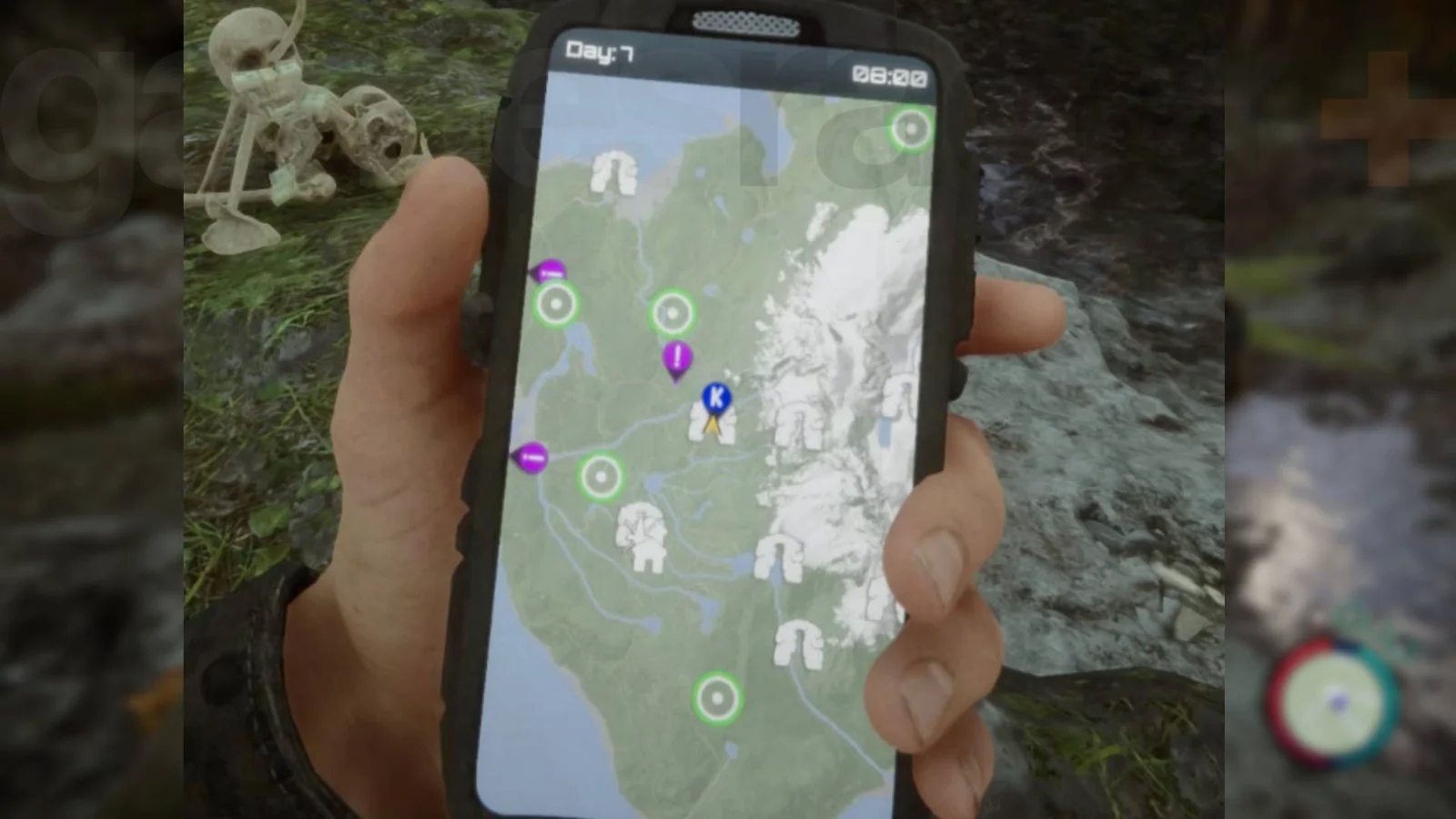 Переносной GPS на фоне острова
