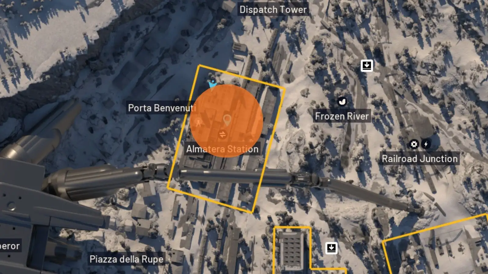Станция Almatera выделена на карте Pendola Pass