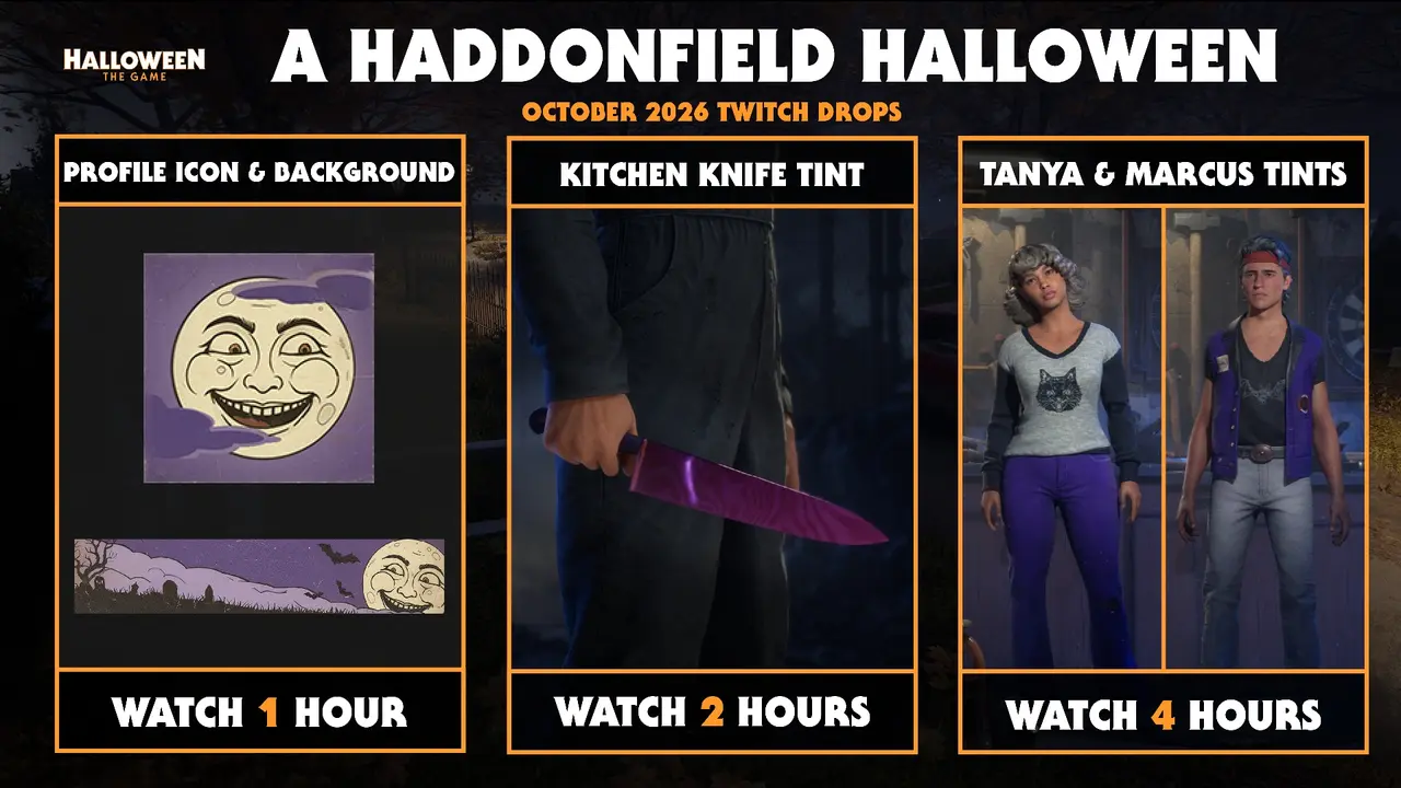 Три ступени Twitch Drops Halloween: The Game: профиль, нож и костюмы