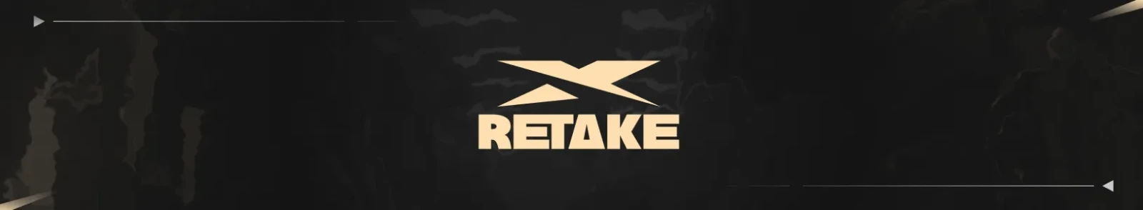 Золотистый логотип RETAKE на чёрном фоне