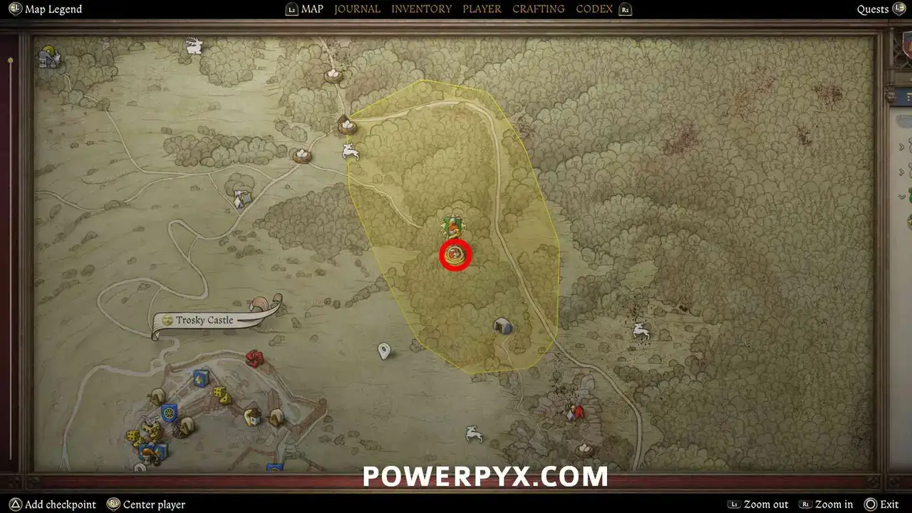 Отметка лагеря Буркхарда на карте региона Троски