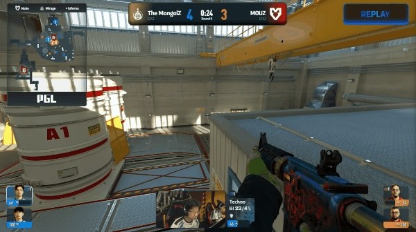 Момент матча The MongolZ и MOUZ на карте Nuke в трансляции PGL