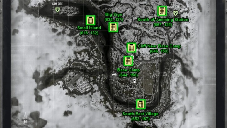 Карта Stranded с подписью Big Sign севернее базового лагеря