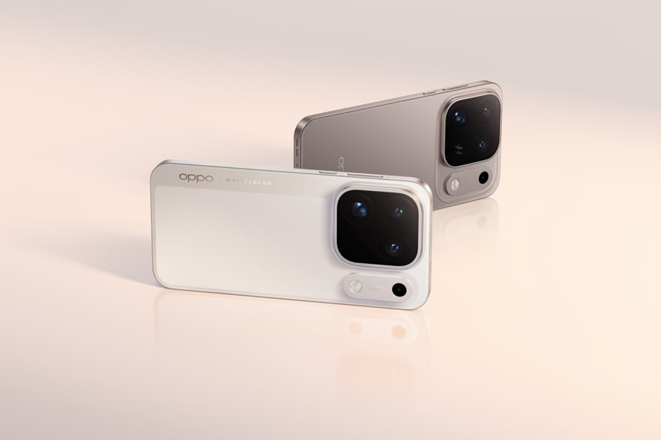 Смартфоны OPPO со светлой и серой задними панелями и блоками камер Hasselblad