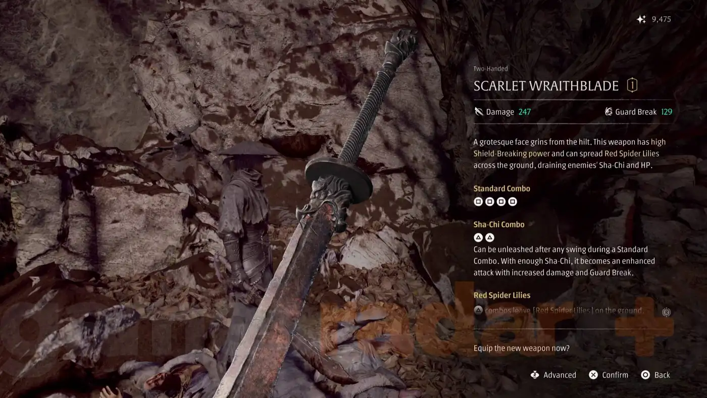Экран получения меча Scarlet Wraithblade после победы над Хуа