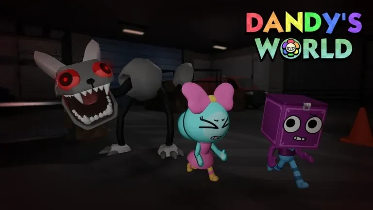 Официальная иллюстрация Dandy’s World с Twisted Pebble и убегающими Toons