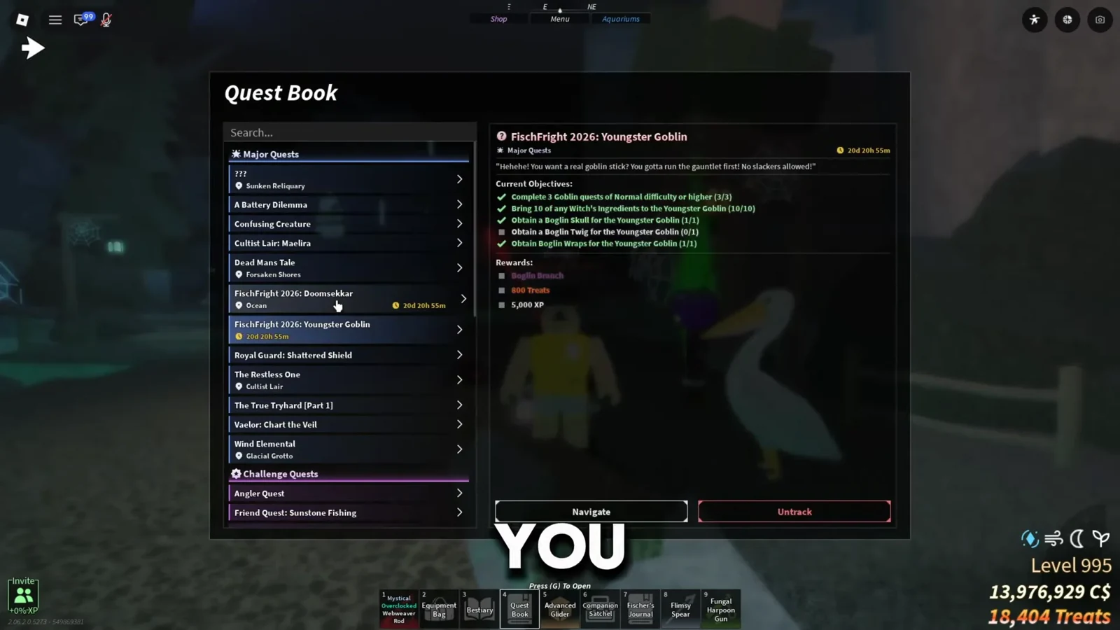 Три цели Doomsekkar в Quest Book