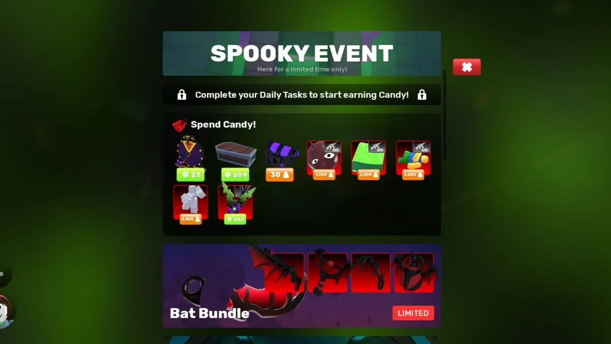 Меню Spooky Event в RIVALSWEEN