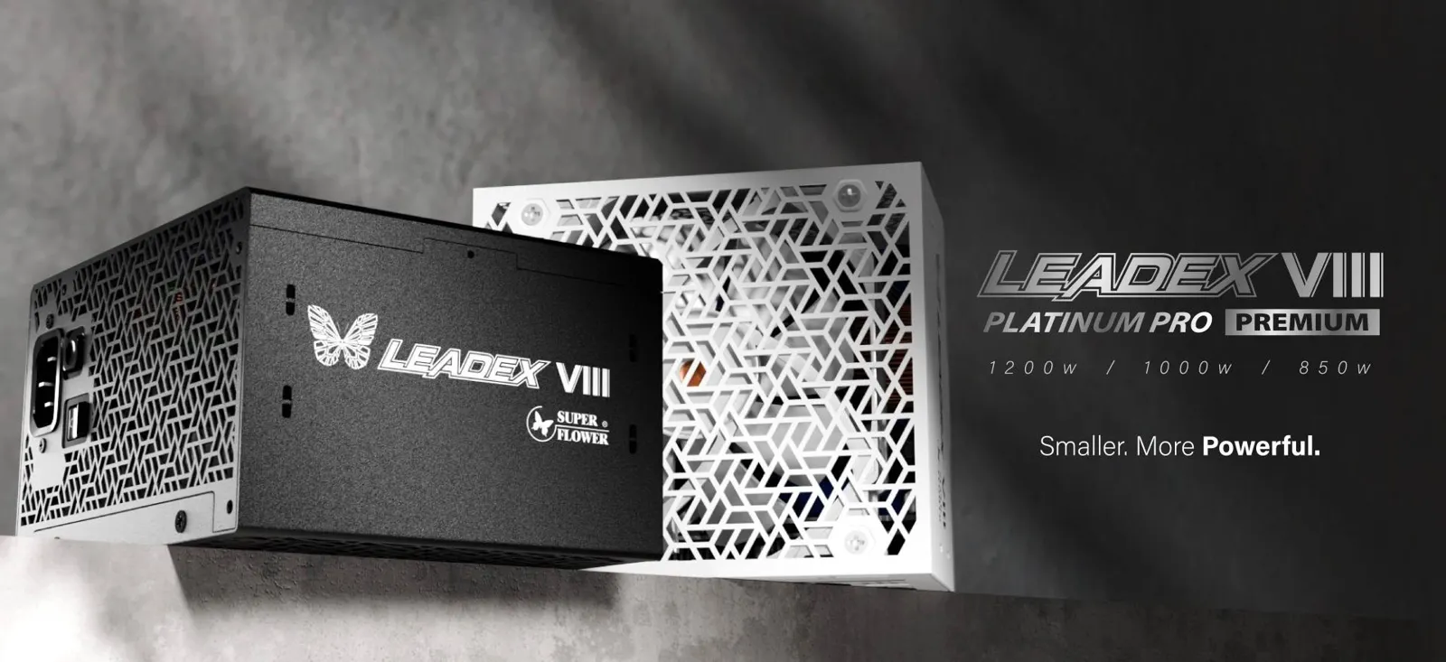 Чёрный и белый блоки питания Super Flower LEADEX VIII Platinum Pro Premium на промоизображении