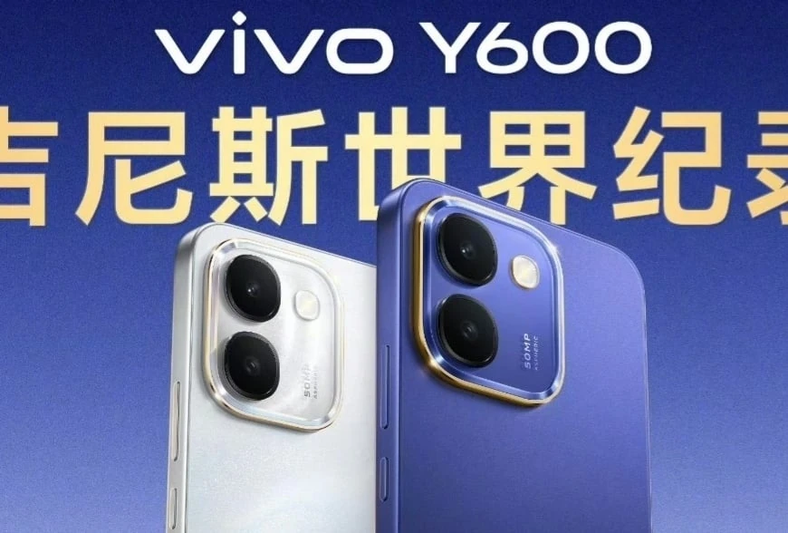 Верхняя часть задних панелей vivo Y600 в белом и синем цветах с двумя камерами