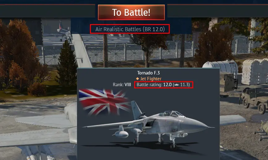 Карточка самолёта с боевыми рейтингами для разных режимов War Thunder