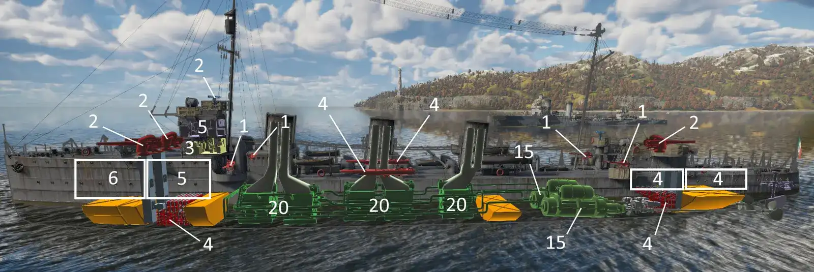 Распределение экипажа по отсекам корабля в War Thunder
