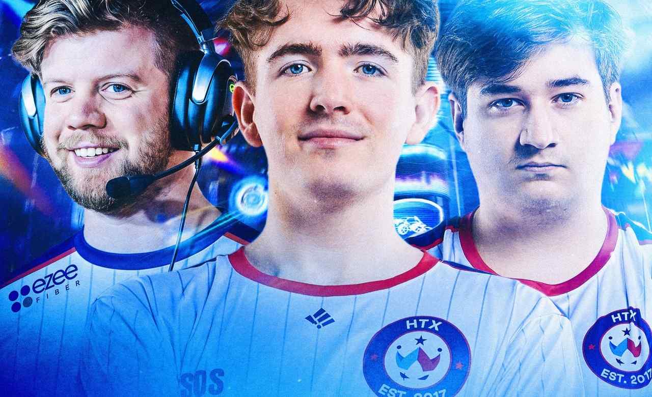 Коллаж с тремя участниками подразделения Wildcard по Rocket League в белых клубных футболках